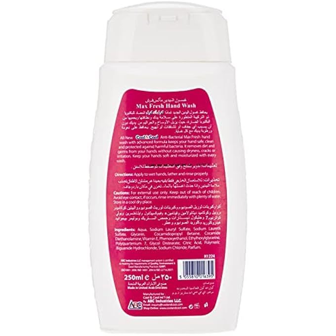 Cool & Cool ANTIBACTERIAL MAX FRESH HAND WASH 250 ML - CONVENIENT TRAVEL SIZE, VITAMIN E INFUSED & GENTLE SKIN CLEANSER - Image 2